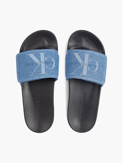 Calvin Klein Cipők HU124252 | Calvin Klein Denim Férfi Papucs Világoskék Kék